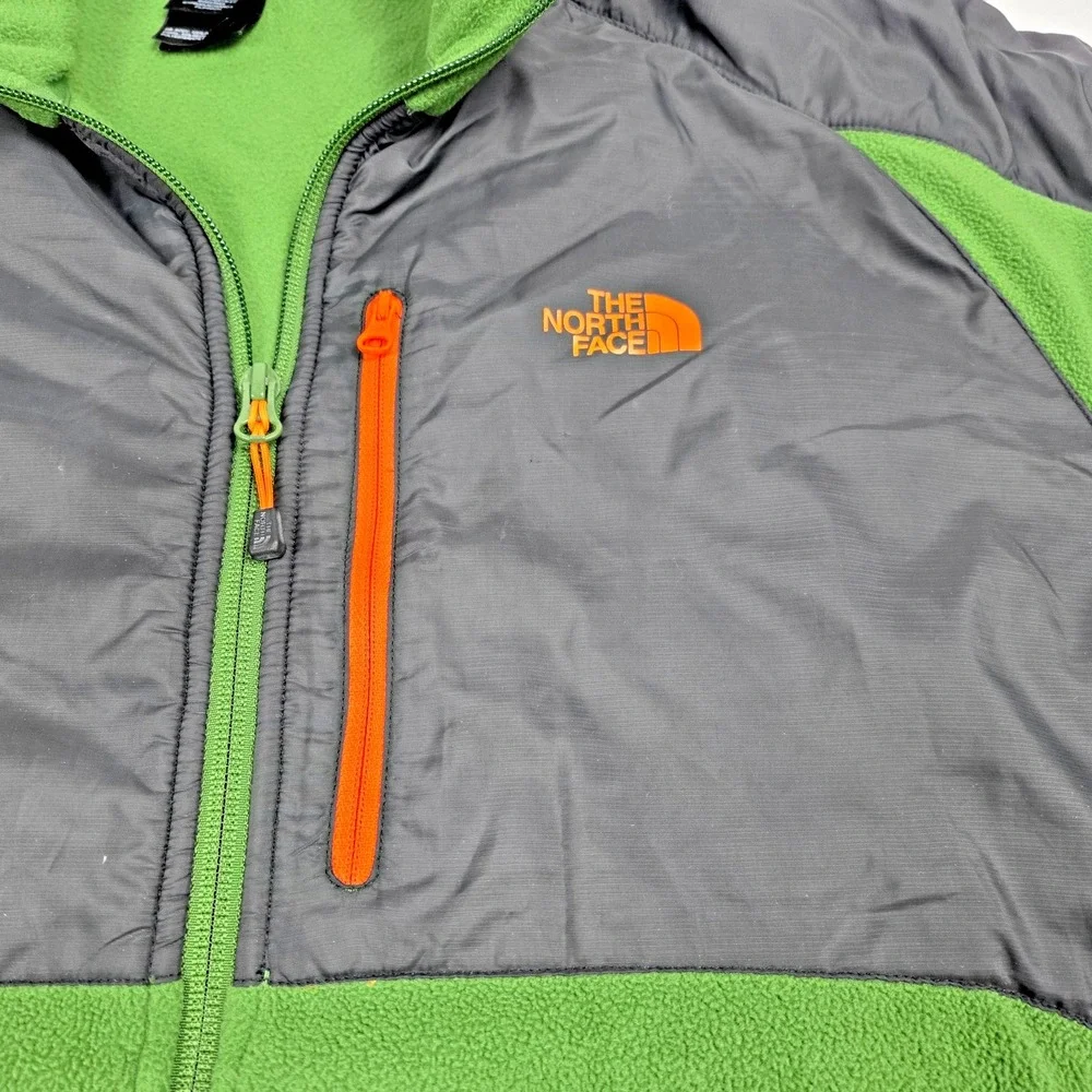North Face Green Black Colorblock Fleece Pullover Jacket Full Zip‎ Mens Size XL